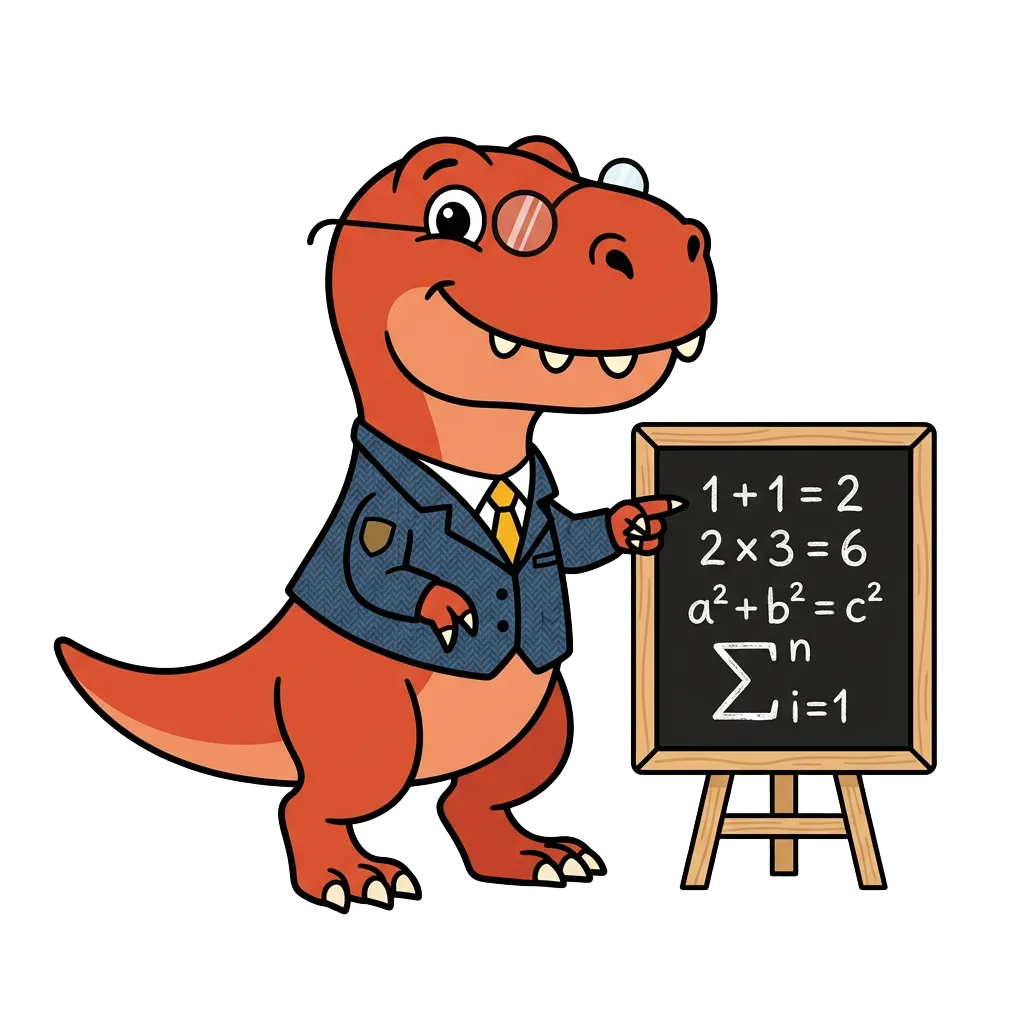 Revenue Rex! Professor Revenue Rex pointing at a chalkboard of formulas